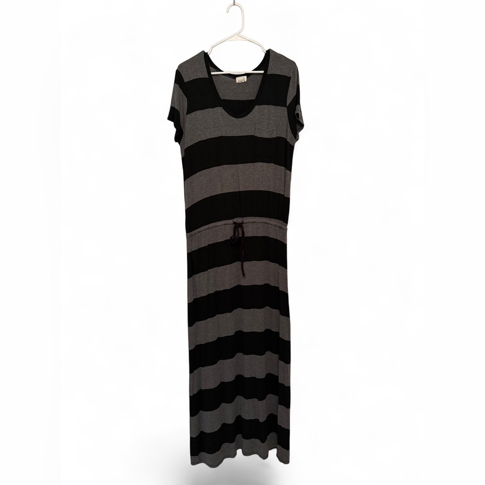 Caslon Black and Gray Striped Maxi Dress